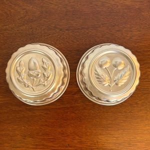 Vintage Jell-O Molds in Aluminum Copper 5 1/4” Two Pieces Acorn & Cherries Jello